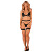 Комплект білизни Obsessive Selinne 3-pcs set M/L Black, бюстгальтер, стрінги пояс для панчіх - Фото №6