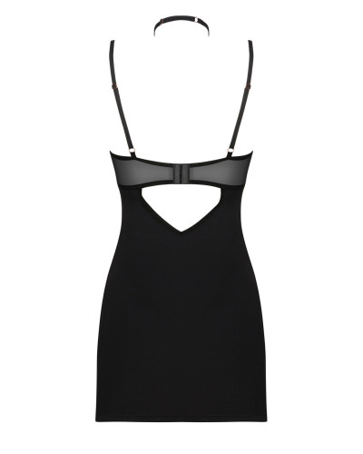 Сорочка Obsessive Selinne chemise & thong XL/2XL Black, стрінги, подвійні бретелі - Фото №4