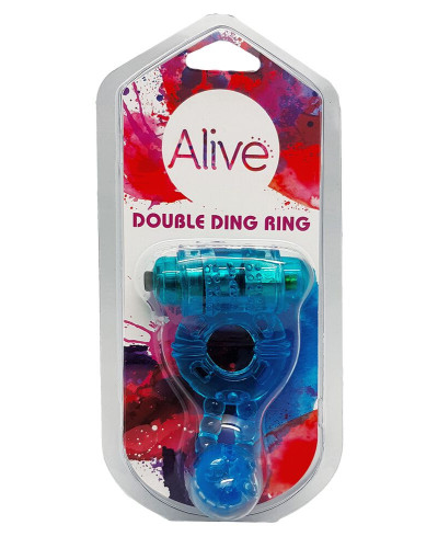 Ерекційне віброкільце Alive: Double Ding Ring Blue, два мотори - Фото №2