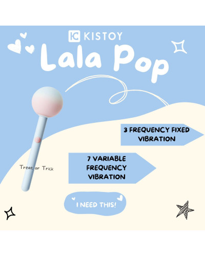 Вибратор-конфетка на палочке KISTOY Lala Pop, 2 мотора, маска на глаза в комплекте - Фото №3