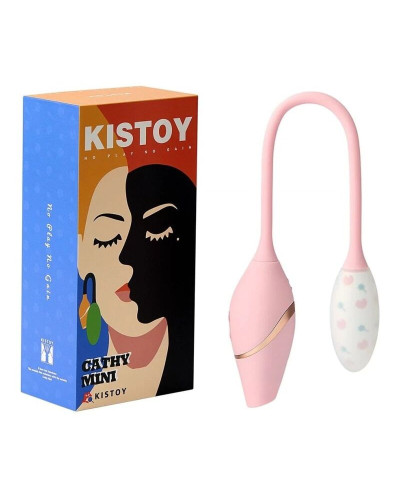 Віброяйце з вакуумним стимулятором KISTOY Cathy Mini на гнучкому зчепленні, підігрів - Фото №5