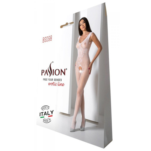 Бодістокінг з крилами Passion BS098 One Size, white, середня сітка, відкритий доступ