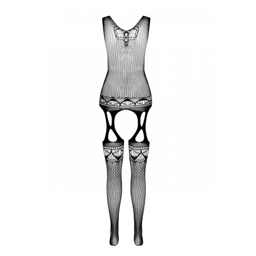 Бодістокінг з плетінням на грудях Passion BS099 One Size, white, відкритий доступ, імітація підв’язо