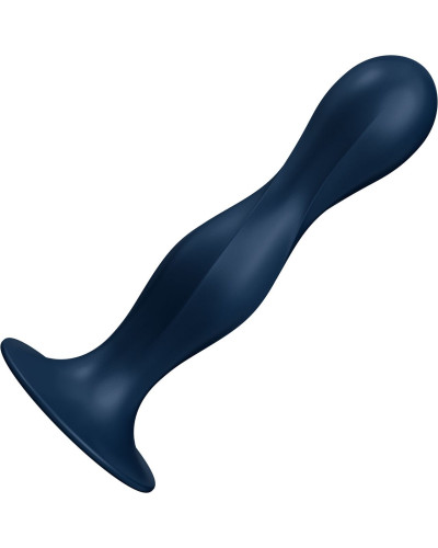 Дилдо Satisfyer Double Ball-R Dark Blue, унисекс, подвижные шарики внутри, на присоске - Фото №1
