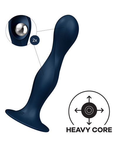 Дилдо Satisfyer Double Ball-R Dark Blue, унисекс, подвижные шарики внутри, на присоске - Фото №2