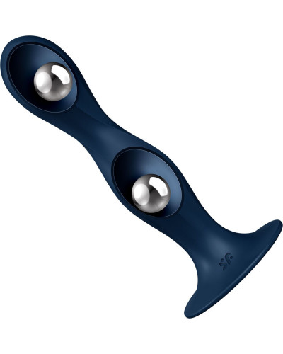 Дилдо Satisfyer Double Ball-R Dark Blue, унисекс, подвижные шарики внутри, на присоске - Фото №3