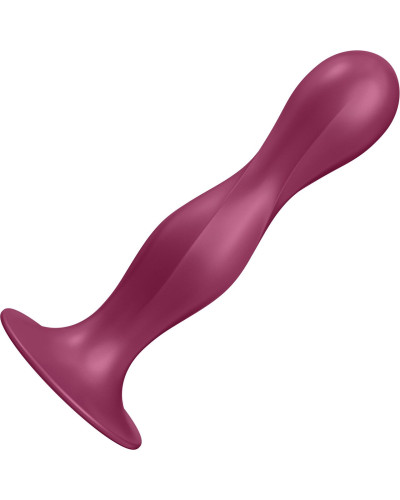 Дилдо Satisfyer Double Ball-R Red, унісекс, рухомі кульки всередині, на присосці - Фото №1