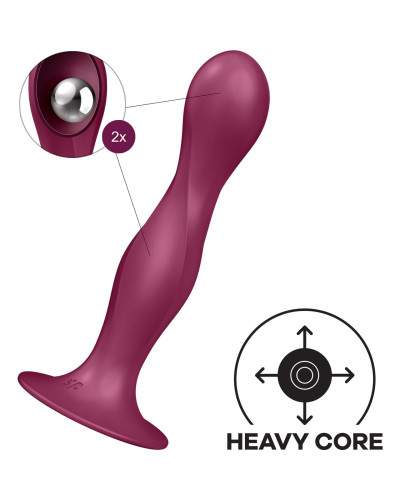 Дилдо Satisfyer Double Ball-R Red, унісекс, рухомі кульки всередині, на присосці - Фото №2