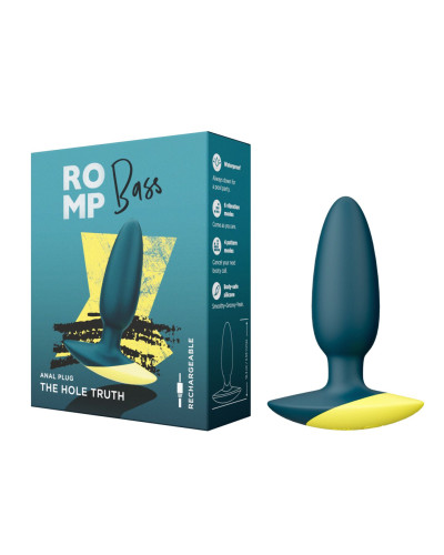 Анальна вібропробка Romp Bass Dark Green, силікон, перезаряджувана, макс. діаметр 3 см - Фото №6