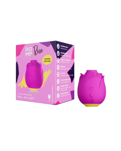 Шикарний вакуумний кліторальний стимулятор Romp Rose Pink, у вигляді троянди - Фото №5