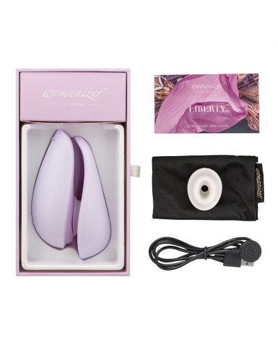 Вакуумний кліторальний стимулятор Womanizer Liberty Lilac, магнітна кришка, 2 насадки - Фото №6