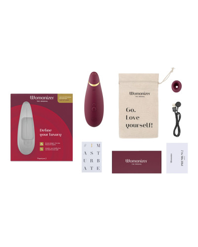 Вакуумный клиторальный стимулятор Womanizer Premium 2 - Bordeaux, функции Autopilot и Smart Silence - Фото №6