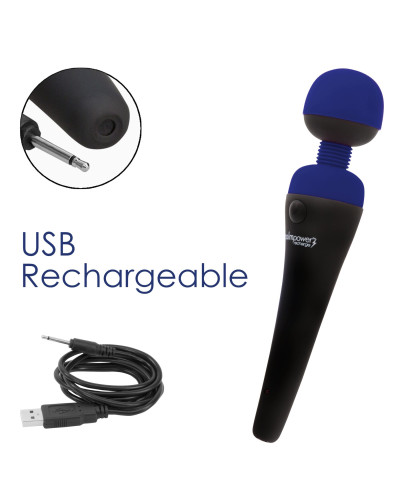 Вибромассажер PalmPower Recharge Blue, перезаряжаемый, гибкая головка, тревел-замок - Фото №5