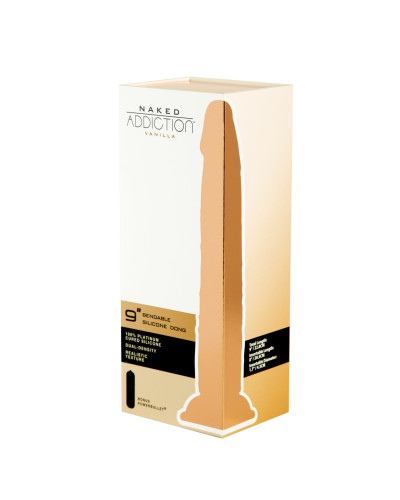 Фалоімітатор Naked Addiction — 9″ Silicone Dual Density Bendable Dildo Vanilla, віброкуля в подаруно - Фото №9