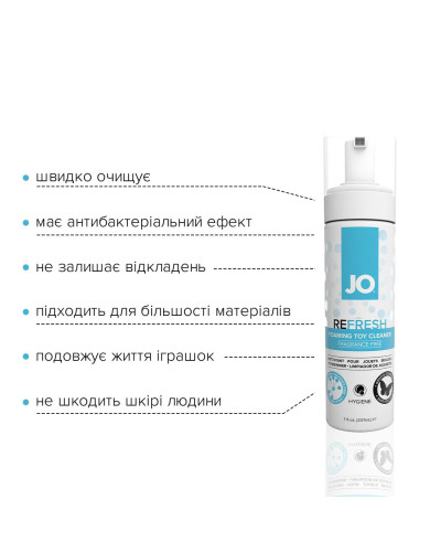 Мягкая пенка для очистки игрушек JO REFRESH (207 мл) дезинфицирующая, проникает глубоко - Фото №3