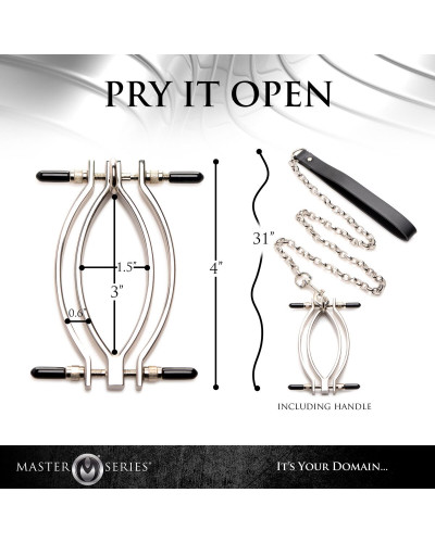 Затискач для статевих губ Master Series: Pussy Tugger Adjustable Vagina Clamp with Chain - Фото №5