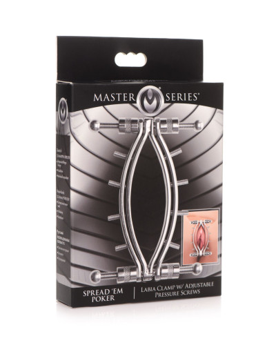 Затискач для вагіни Master Series: Spread 'Em Poker Vagina Clamp with Adjustable Pressure Screws, ши - Фото №6
