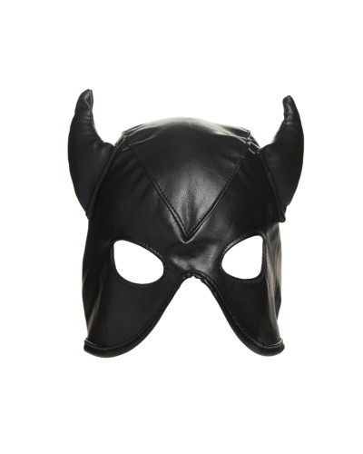 Маска з рогами Master Series: Dungeon Demon Bondage Mask with Horns, чорна - Фото №2