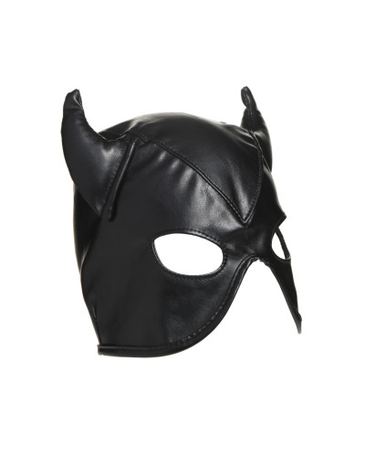 Маска з рогами Master Series: Dungeon Demon Bondage Mask with Horns, чорна - Фото №3