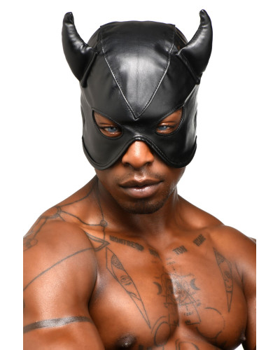 Маска з рогами Master Series: Dungeon Demon Bondage Mask with Horns, чорна - Фото №10