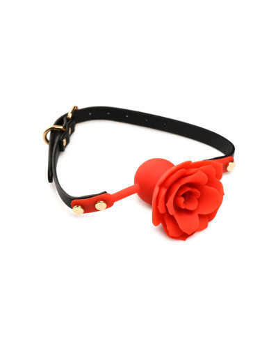 Силіконовий кляп з трояндою Master Series: Blossom Silicone Rose Gag – Red - Фото №1