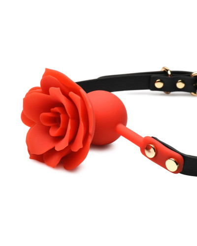Силіконовий кляп з трояндою Master Series: Blossom Silicone Rose Gag – Red - Фото №2