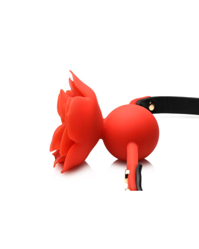 Силіконовий кляп з трояндою Master Series: Blossom Silicone Rose Gag – Red - Фото №4