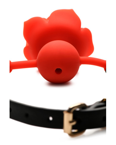 Силіконовий кляп з трояндою Master Series: Blossom Silicone Rose Gag – Red - Фото №5