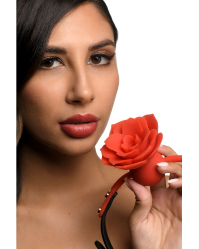 Силіконовий кляп з трояндою Master Series: Blossom Silicone Rose Gag – Red - Фото №8