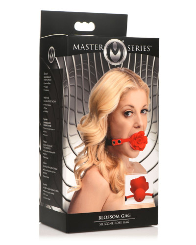 Силіконовий кляп з трояндою Master Series: Blossom Silicone Rose Gag – Red - Фото №10