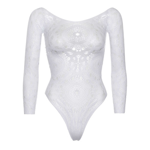 Еротичне боді-бодістокінг Leg Avenue Snap crotch thong back teddy White S/M