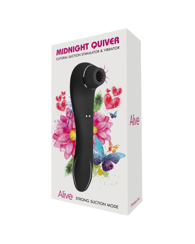 Вібратор і вакуумний стимулятор Alive Midnight Quiver Black - іграшка 2 в 1 - Фото №5