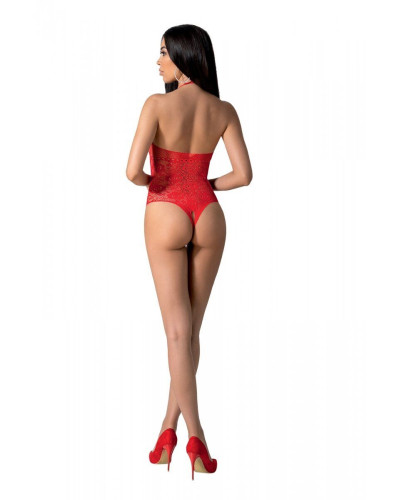 Бодистокинг с имитацией корсетной шнуровки Passion BS094 One Size, red, цветочный узор, с доступом - Фото №2