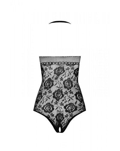 Бодистокинг с имитацией корсетной шнуровки Passion BS094 One Size, red, цветочный узор, с доступом - Фото №4
