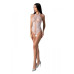 Бодистокинг с имитацией корсетной шнуровки Passion BS094 One Size, white, цветочный узор, с доступом - Фото №1