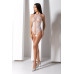 Бодистокинг с имитацией корсетной шнуровки Passion BS094 One Size, white, цветочный узор, с доступом - Фото №8