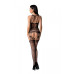 Бодистокинг с множеством бретелей Passion BS095 One Size, black, имитация пояса и чулок, с доступом - Фото №2