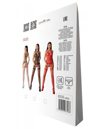 Бодістокінг з безліччю бретелей Passion BS095 One Size, white, імітація пояса та панчіх, з доступом - Фото №7
