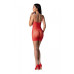 Ажурна мінісукня на тонких бретелях Passion BS096 One Size, red, плетіння на грудях - Фото №2