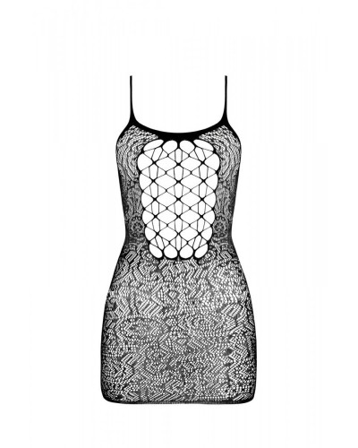 Ажурна мінісукня на тонких бретелях Passion BS096 One Size, red, плетіння на грудях - Фото №3