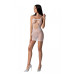 Ажурна мінісукня на тонких бретелях Passion BS096 One Size, white, плетіння на грудях - Фото №1
