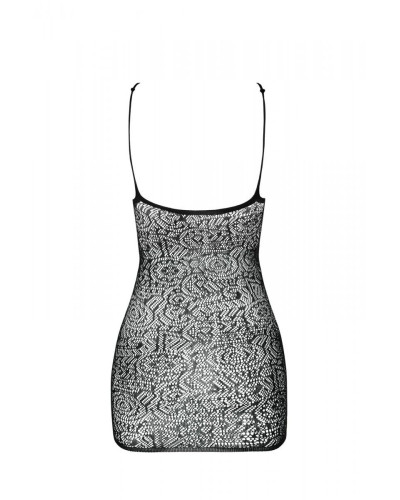 Ажурна мінісукня на тонких бретелях Passion BS096 One Size, white, плетіння на грудях - Фото №4