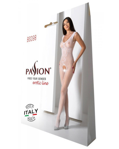 Бодистокинг с крыльями Passion BS098 One Size, white, средняя сетка, открытый доступ - Фото №6