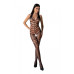 Бодістокінг з плетінням на животику Passion BS100 One Size, black, декоративний шов, з доступом - Фото №1