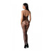Бодістокінг з плетінням на животику Passion BS100 One Size, black, декоративний шов, з доступом - Фото №2