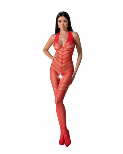 Бодистокинг с плетением на животике Passion BS100 One Size, red, декоративный шов, с доступом - Фото №1