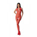 Бодистокинг с плетением на животике Passion BS100 One Size, red, декоративный шов, с доступом - Фото №1