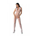Бодістокінг з плетінням на животику Passion BS100 One Size, white, декоративний шов, з доступом - Фото №1