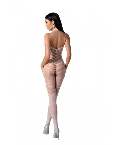 Бодістокінг з плетінням на животику Passion BS100 One Size, white, декоративний шов, з доступом - Фото №2