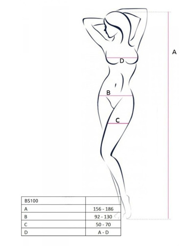 Бодістокінг з плетінням на животику Passion BS100 One Size, white, декоративний шов, з доступом - Фото №5